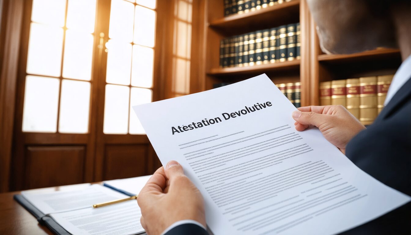 découvrez ce qu'est l'attestation dévolutive, sa définition précise ainsi que ses enjeux juridiques et pratiques dans le cadre d'une succession, pour mieux comprendre son utilité et son importance.